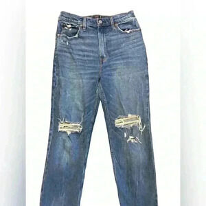 Abercrombie & Fitch Womens Ultra High Rise Straight Leg Distressed Jeans Size 10